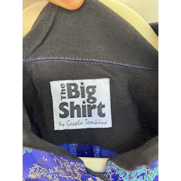 The Big‎ Shirt Carole Tomkins Asian Print Rayon Tunic Button Down Top Size 1 - Picture 2 of 8